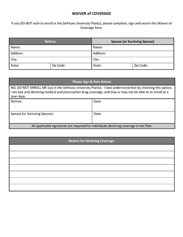 Retiree Medical Plan Election Form - Page 7