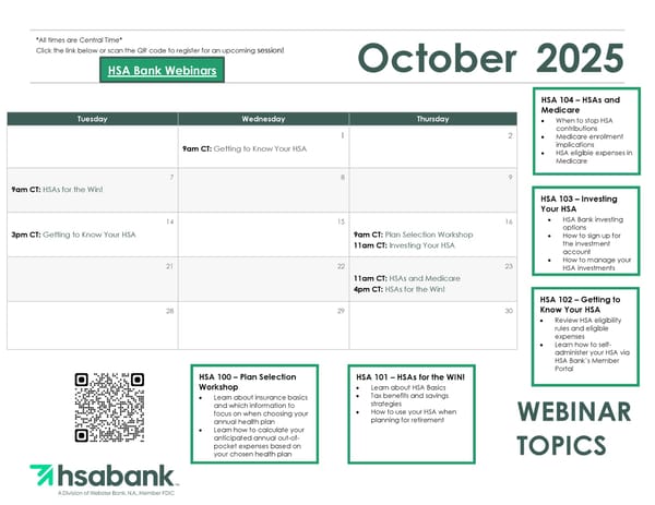 HSA Bank Webinar Schedule - August 2025 - Page 3