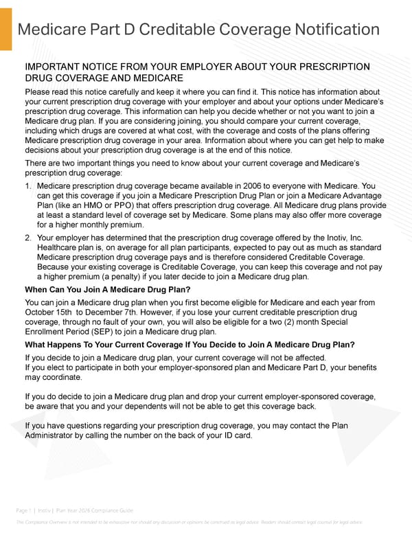 Medicare Part D Creditable Coverage Notification - Page 1