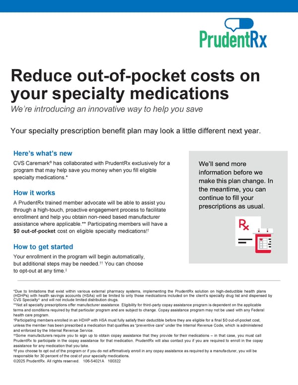 PrudentRx Specialty Medication Savings Program - Page 1