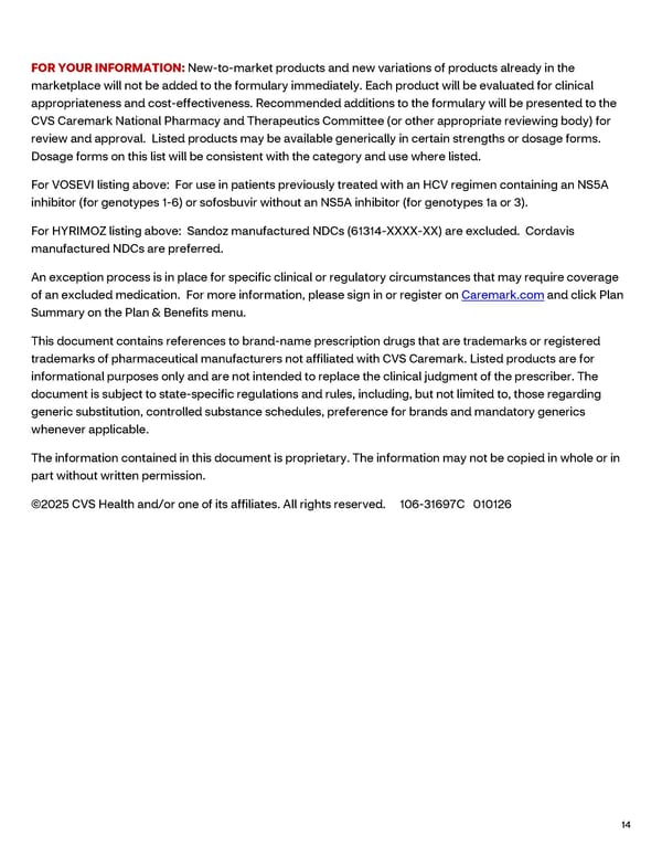 CVS Caremark Advanced Control Specialty Formulary Guide - Page 14