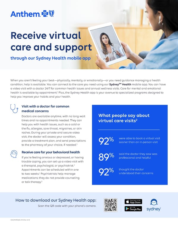 Virtual Healthcare on Sydney Health - Page 1
