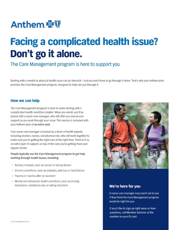 Anthem Care Management Program Overview - Page 1