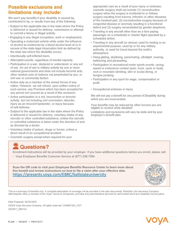 Short Term Disability Coverage Information - Page 2
