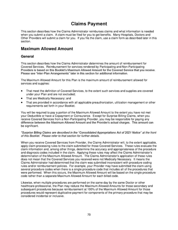 2025 Retiree Indemnity Plan Booklet - Page 71