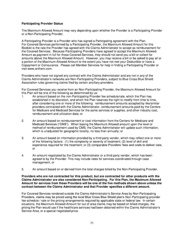 2025 Retiree Indemnity Plan Booklet - Page 72