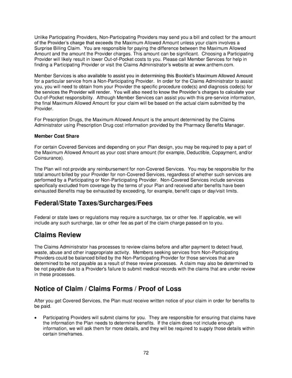 2025 Retiree Indemnity Plan Booklet - Page 73