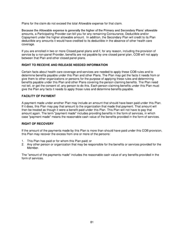 2025 Retiree Indemnity Plan Booklet - Page 82