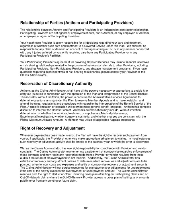 2025 Retiree Indemnity Plan Booklet - Page 107