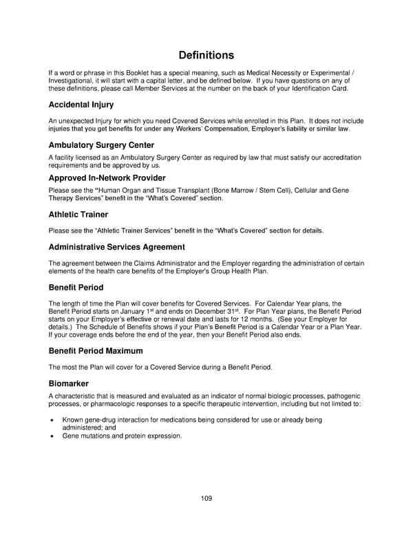 2025 Retiree Indemnity Plan Booklet - Page 110