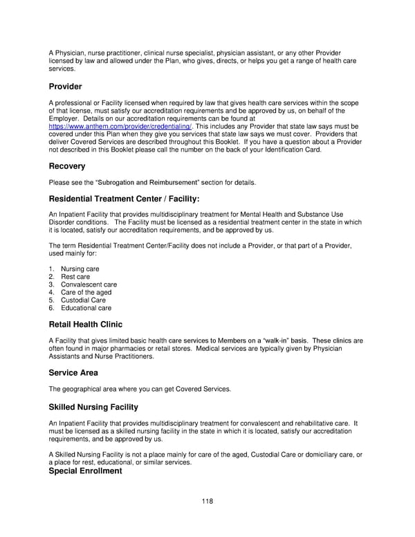 2025 Retiree Indemnity Plan Booklet - Page 119