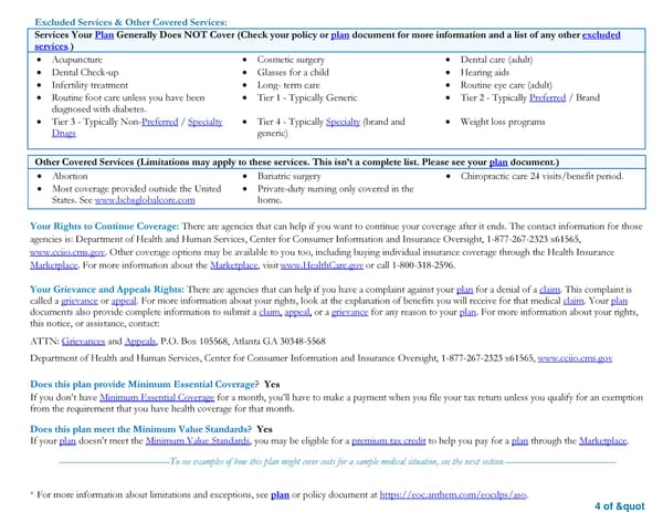 Summary of Benefits and Coverage: HSA Qualified Health Plan - Page 4