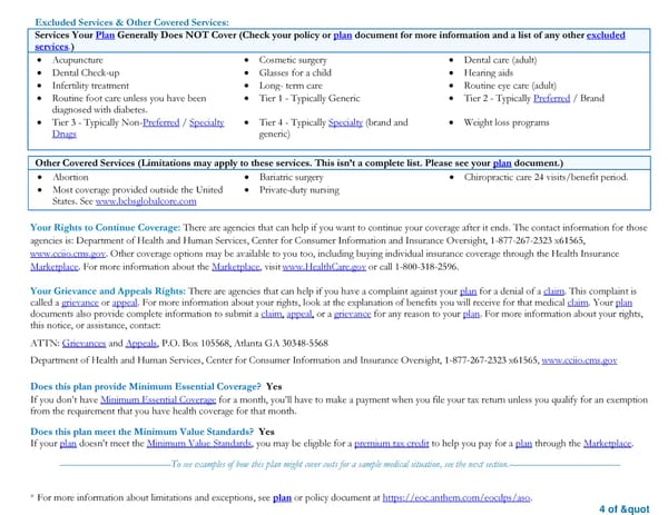 Summary of Benefits and Coverage - Ball State University PPO Health Plan - Page 4