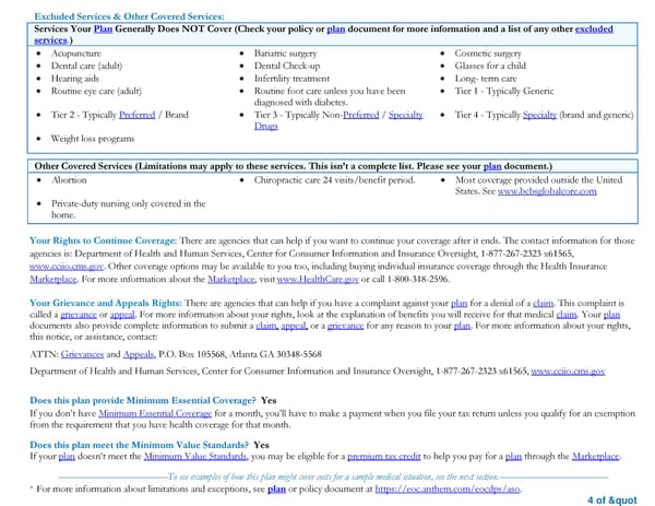 Summary of Benefits and Coverage: Retiree Over Age 65/Medicare Disabled EGWP Disenrolled Health Plan CMM - Page 4