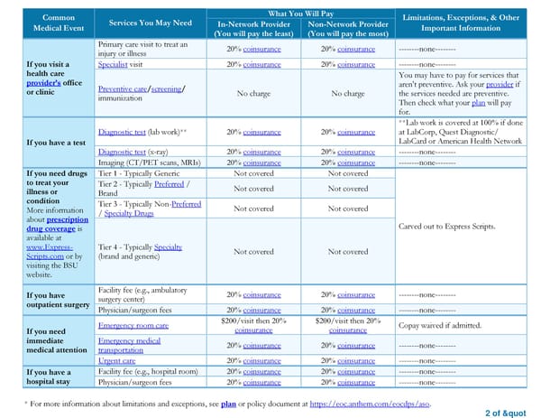Summary of Benefits and Coverage: Retiree Over Age 65/Medicare Disabled EGWP Health Plan CMM - Page 2