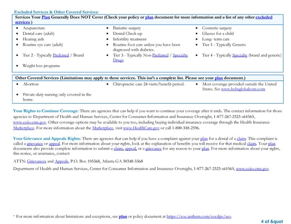 Summary of Benefits and Coverage: Retiree Over Age 65/Medicare Disabled EGWP Health Plan CMM - Page 4