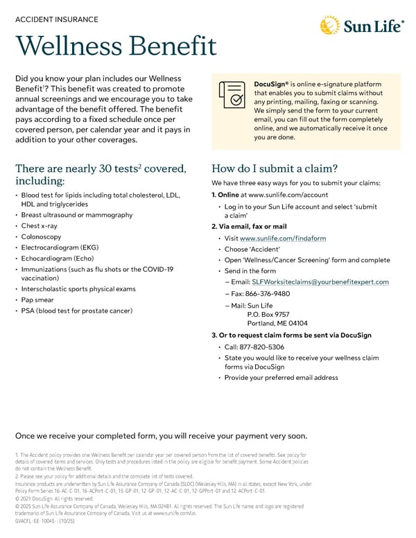 Wellness Benefit Overview for Accident Insurance - Page 1