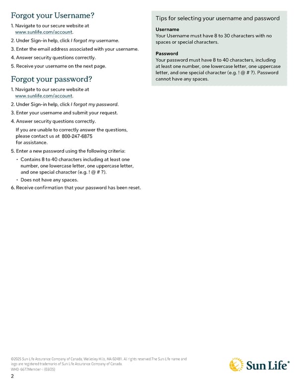 Online Services for Sun Life Members - Page 2
