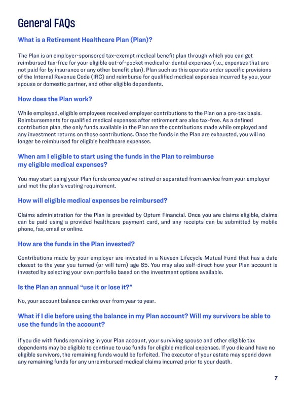 Depauw University VEBA Retiree Healthcare Savings Plan Guide - Page 7