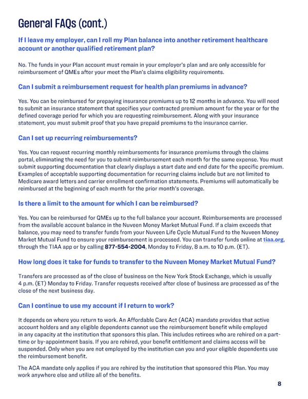 Depauw University VEBA Retiree Healthcare Savings Plan Guide - Page 8