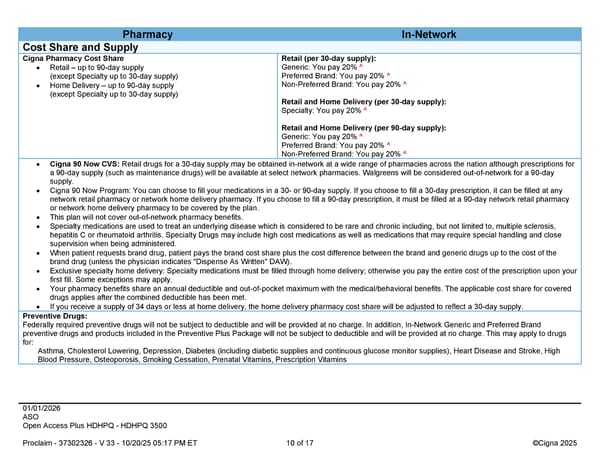 2026 Cigna Health Plan Benefit Summary HDHP 3500 - Page 10