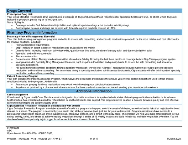 2026 Cigna Health Plan Benefit Summary HDHP 3500 - Page 11
