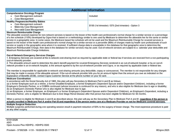 2026 Cigna Health Plan Benefit Summary HDHP 3500 - Page 12