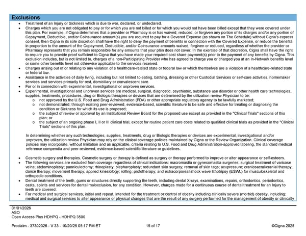 2026 Cigna Health Plan Benefit Summary HDHP 3500 - Page 15