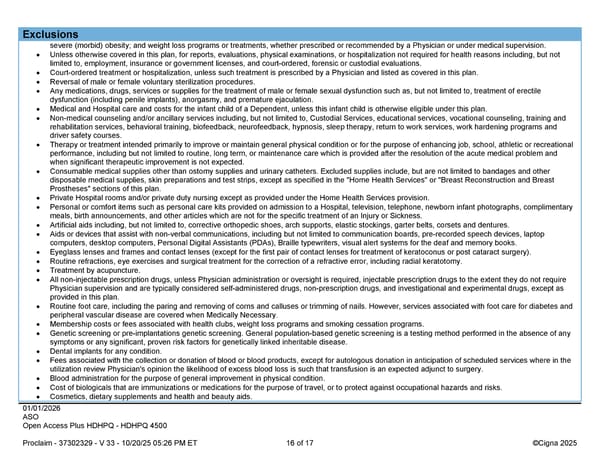 2026 Cigna Health Plan Benefit Summary HDHP 4500 - Page 16