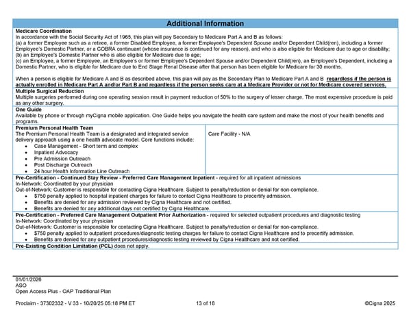 2026 Cigna Health Plan Benefit Summary Traditional Plan - Page 13