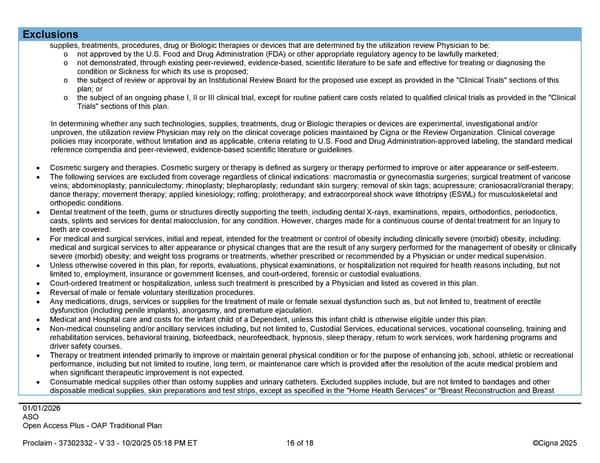 2026 Cigna Health Plan Benefit Summary Traditional Plan - Page 16