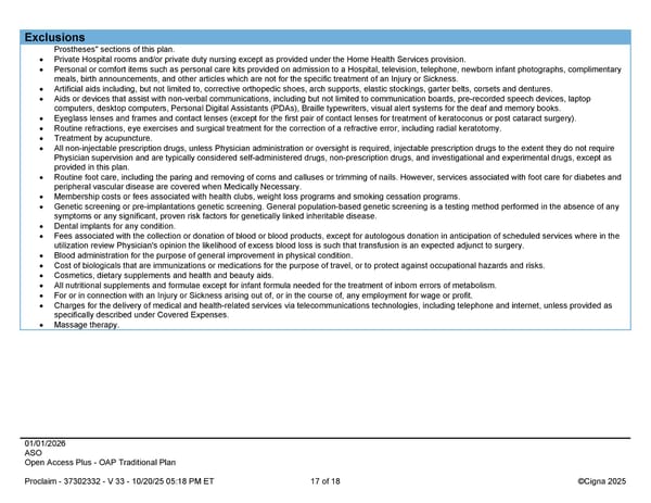 2026 Cigna Health Plan Benefit Summary Traditional Plan - Page 17