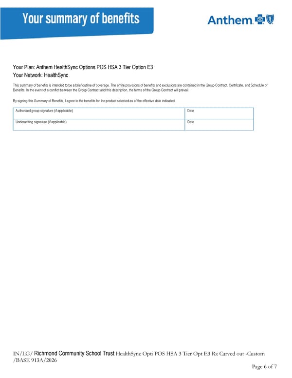 Anthem Summary of Benefits HDHP 2 - Page 6