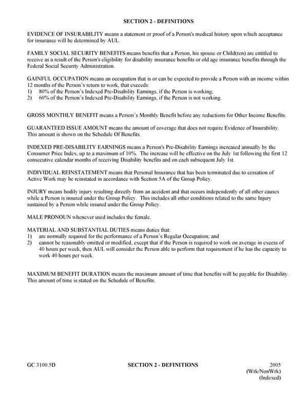 Certificate of Insurance for Group Long Term Disability Income Insurance - Page 10