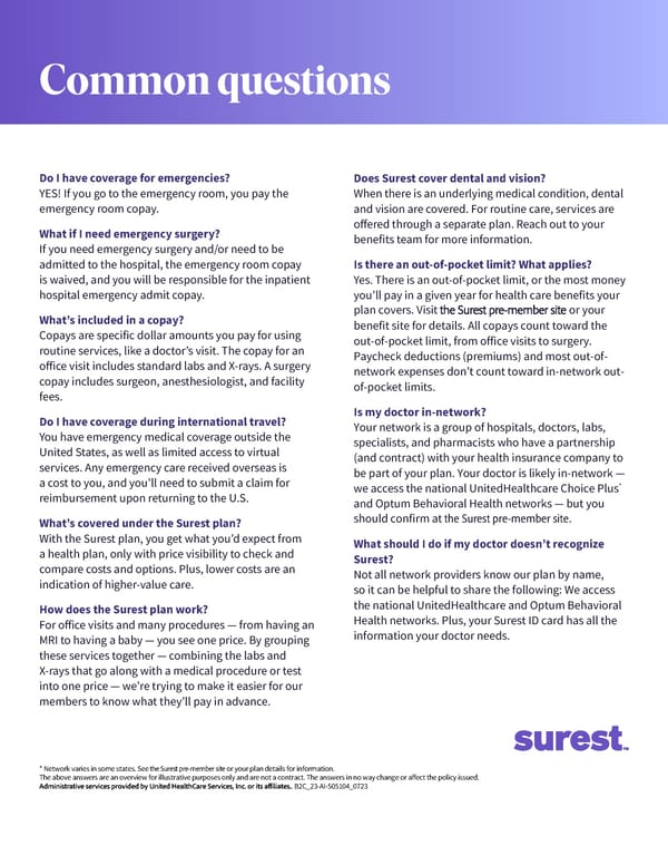 Common Questions About Health Coverage with Surest - Page 1