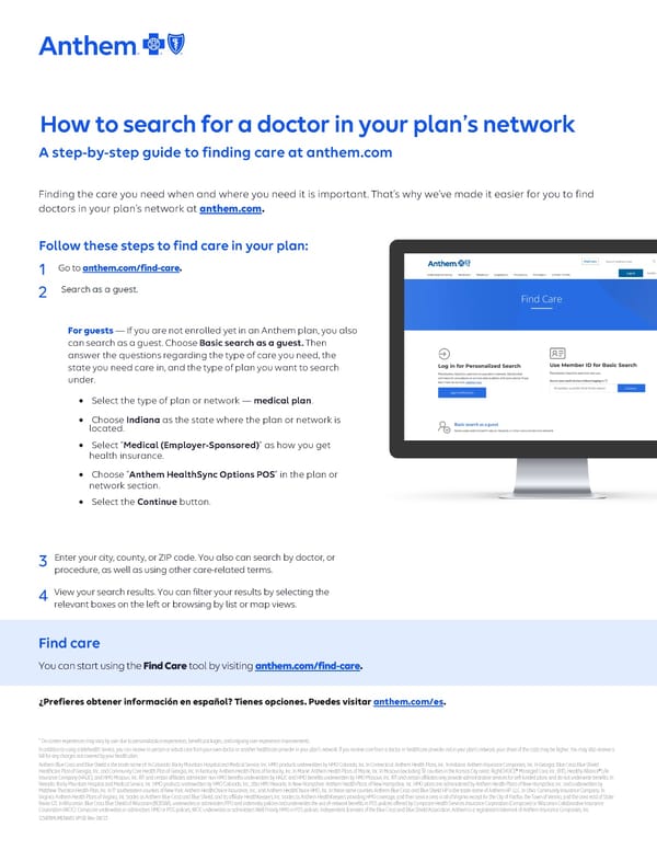 How to Search for a Doctor in Your Plan’s Network - Page 1