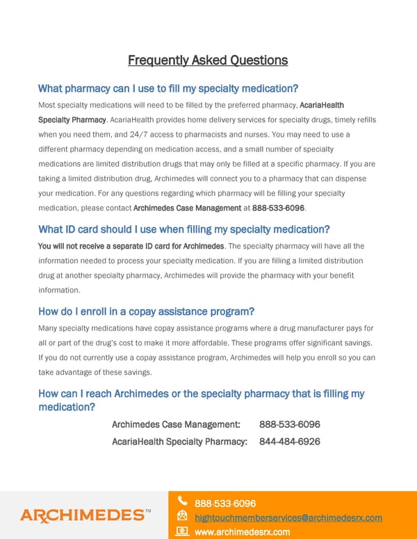 Archimedes Specialty Medication Benefit Program Information - Page 2