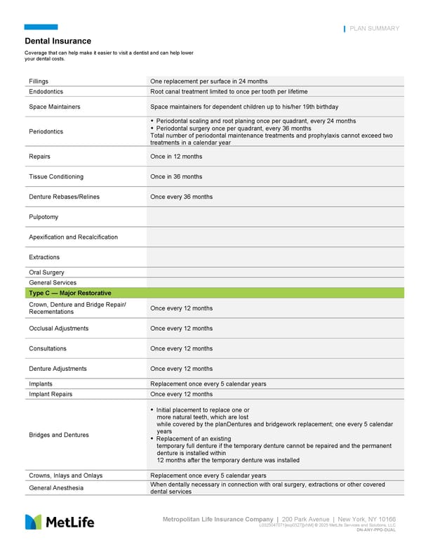 Dental Insurance Plan Summary - Page 2