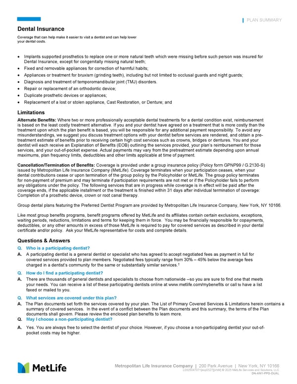 Dental Insurance Plan Summary - Page 4