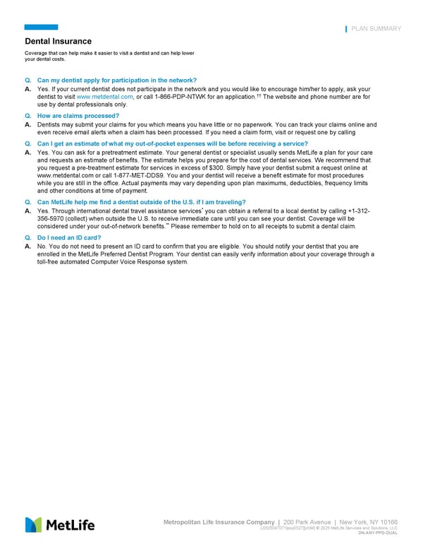 Dental Insurance Plan Summary - Page 5