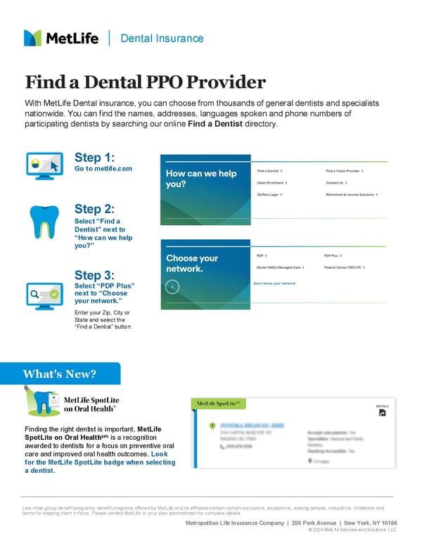 Finding a Dental PPO Provider with MetLife - Page 1