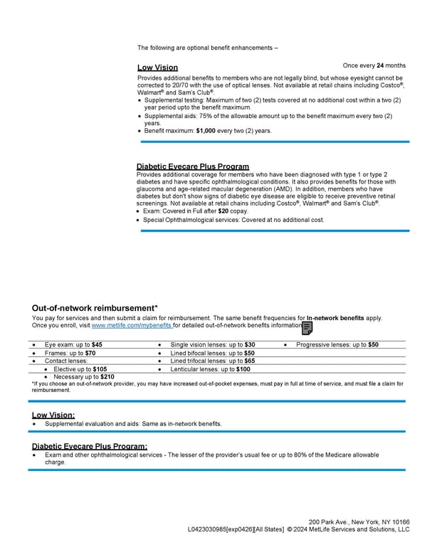 Vision Plan Summary - Page 2