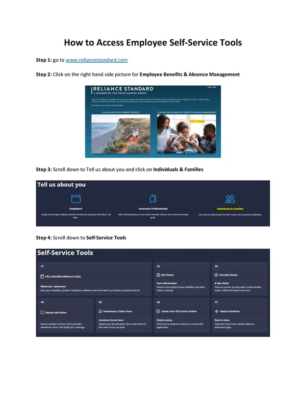 Guide to Accessing Employee Self-Service Tools Reliance - Page 1
