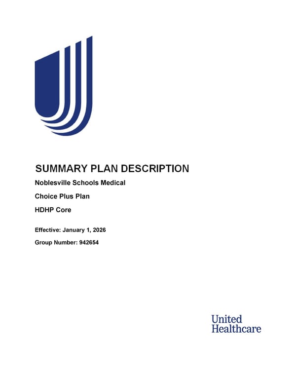 [UHC] HDHP Core - Medical Plan Summary - Page 1