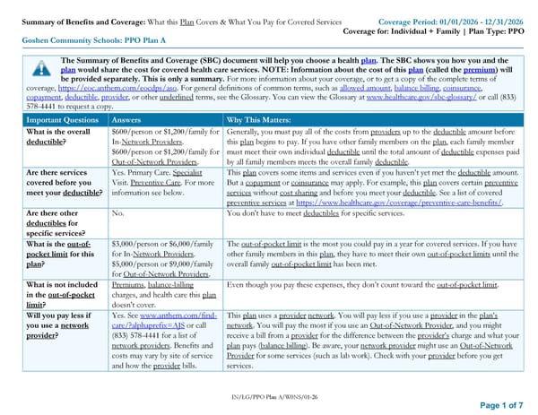 Anthem SBC Plan A - Page 1