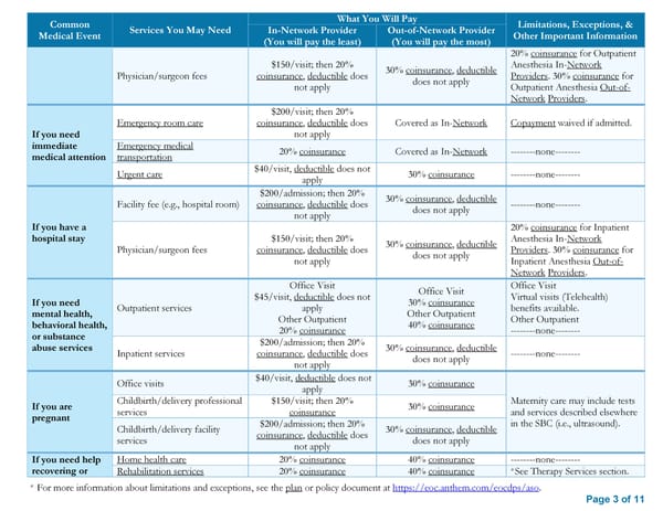 Summary of Benefits and Coverage Plan B - Page 3