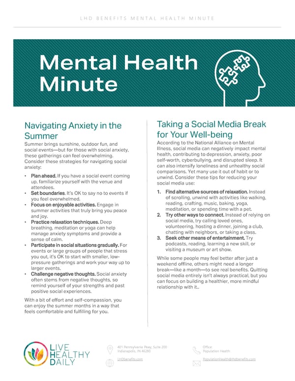 Navigating Anxiety in the Summer - Page 1