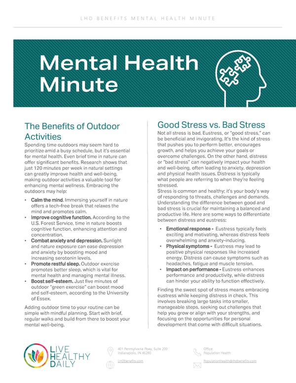 Mental Health Minute: The Benefits of Outdoor Activities and Stress Management - Page 1