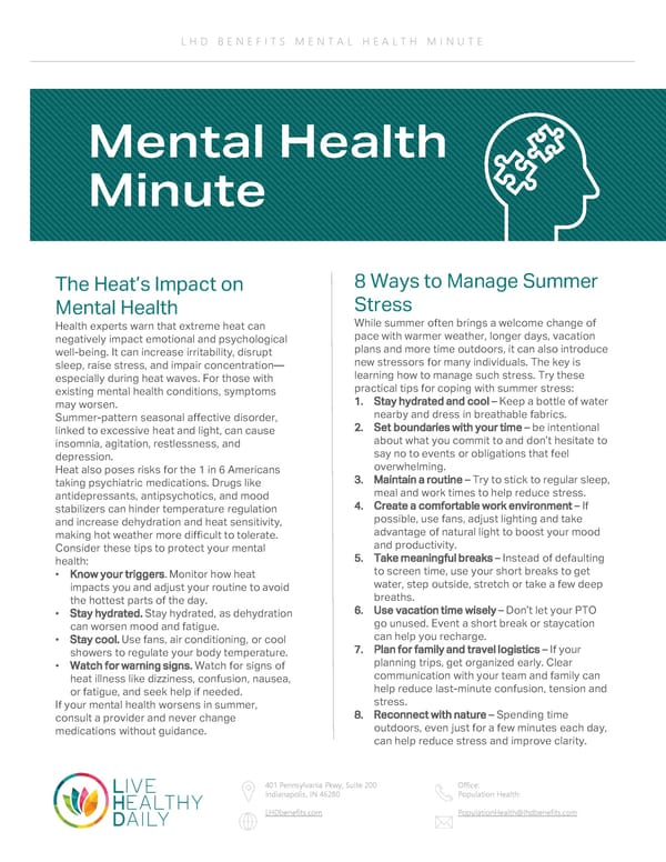 Mental Health Minute: Coping with Heat and Summer Stress - Page 1