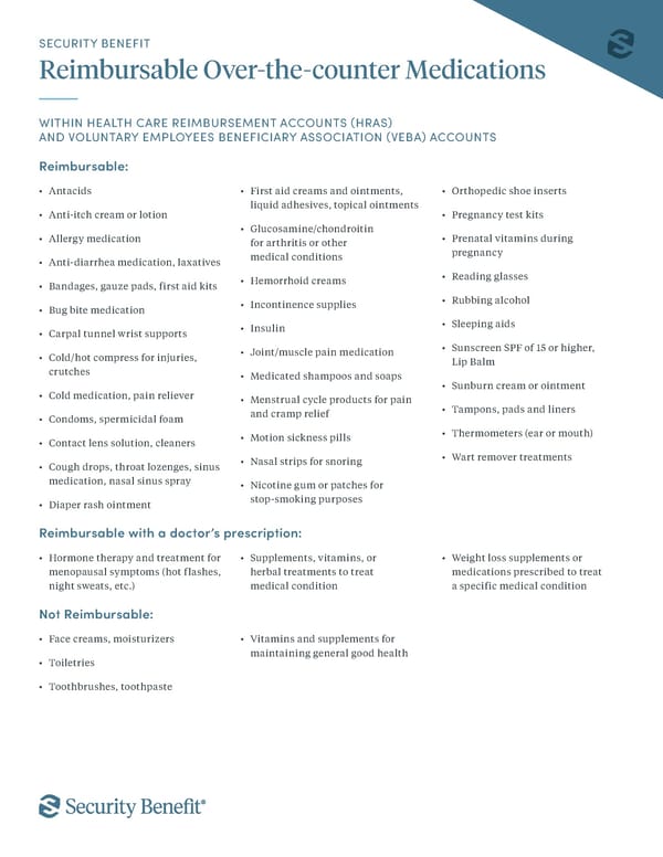 Reimbursable Over-the-Counter Medications Guide - Page 1